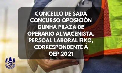 PROCESO SELECTIVO PRAZA DE OPERARIO ALMACENISTA, PERSOAL LABORAL FIXO, OEP 2021